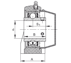 直立式軸承座單元 RASEY45-TV-VA, 塑料軸承座，內(nèi)圈帶平頭螺釘?shù)耐馇蛎媲蜉S承，耐腐蝕設計，R密封