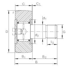 螺栓型滾輪 KR16, 軸向引導，兩側(cè)間隙密封