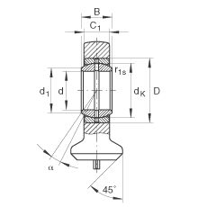 液壓桿端軸承 GK60-DO, 根據(jù) DIN ISO 12 240 標準，帶焊接面，需維護