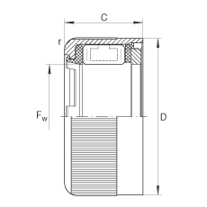 沖壓外圈滾柱離合器 HFL0806-KF-R, 滑動或滾動軸承布置，塑料彈簧，外圈滾花