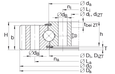 四點(diǎn)接觸球軸承 VA250309-N, 有外齒，兩側(cè)唇密封