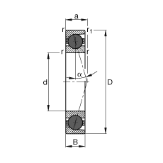 主軸軸承 HCB7020-C-T-P4S, 調(diào)節(jié)，成對或單元安裝，接觸角 α = 15°，陶瓷球，限制公差