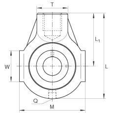 吊裝式軸承座單元 THE35, 鑄鐵軸承座，帶偏心鎖圈的外球面球軸承，T 型密封