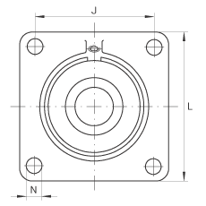 軸承座單元 PCCJ25, 帶四個(gè)螺栓孔的法蘭的軸承座單元，鑄鐵，雙列角接觸球軸承，P 型密封