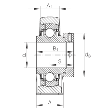 直立式軸承座單元 LASE30-N, 鑄鐵軸承座，帶偏心鎖圈的外球面球軸承，L 型密封