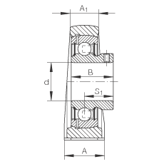 直立式軸承座單元 PSHEY35-N, 鑄鐵軸承座，內(nèi)圈帶平頭螺釘?shù)耐馇蛎媲蜉S承，P 型密封