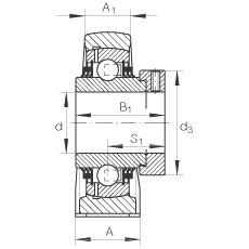 直立式軸承座單元 TSHE35-N, 鑄鐵軸承座，帶偏心鎖圈的外球面球軸承，T 型密封